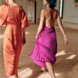 Sezane Midi Dresses in Orange and Purple